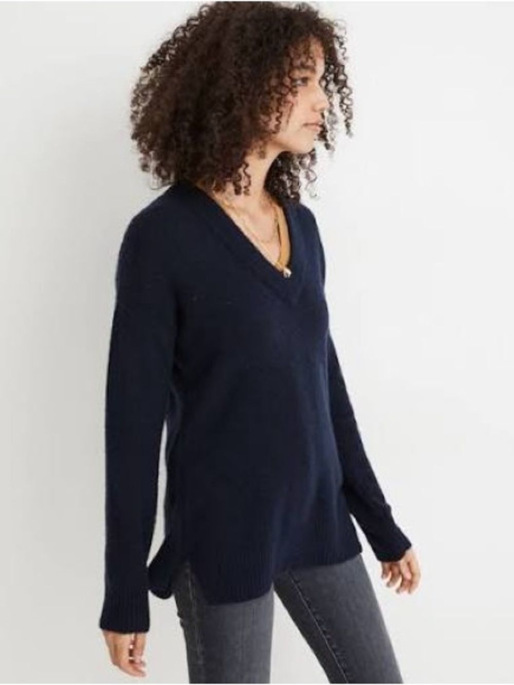 Madewell Navy V-Neck Long Sleeve Sweater